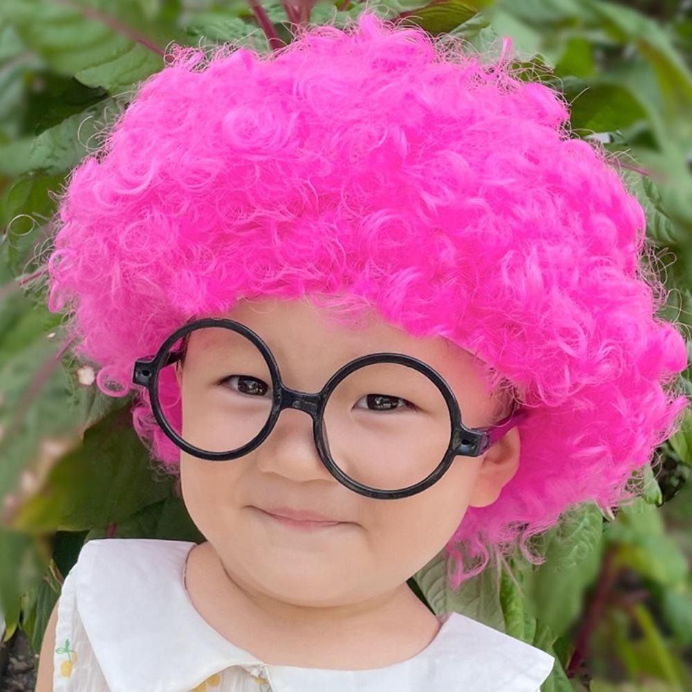 Rainbow Football Fans Wigs Synthetic Wigs Halloween Cosplay Hairs Afro Curly Clown Wigs Kids