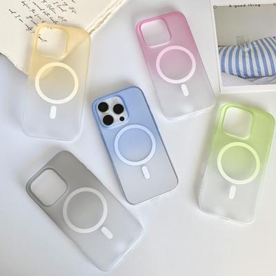 Gradient Magnetic Frosted Hard Case for iPhone 17/15 Pro Max - Ice Mist Large Hole Design.