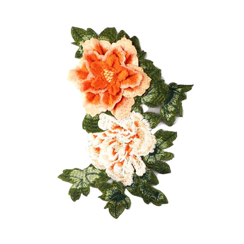Three-Dimensional Peony Lace Embroidered Patch for Clothing