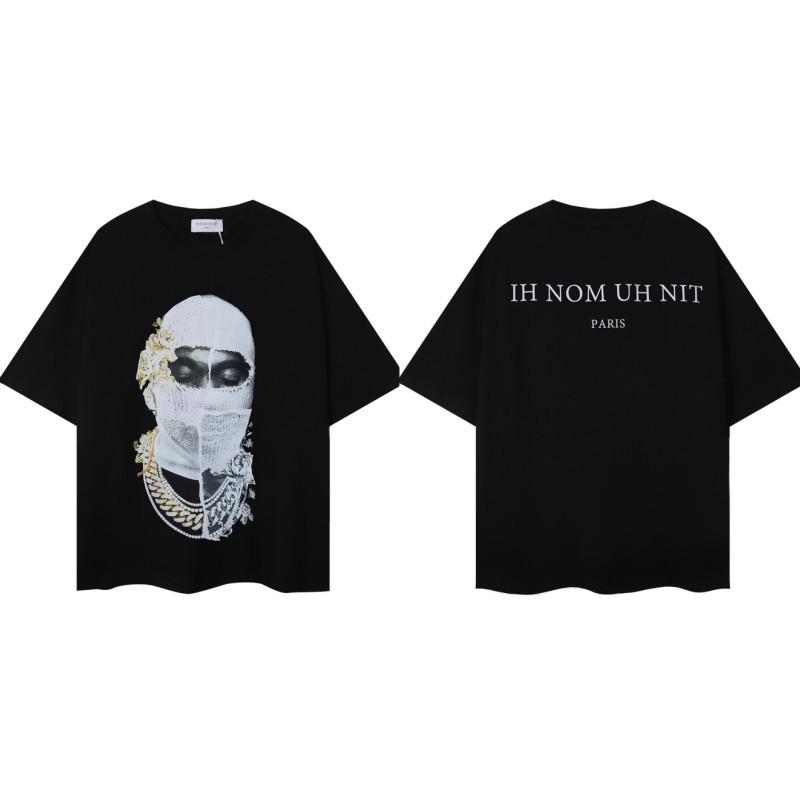 Stranger Things Masked Man Print Tee Men's American IH NOM UH NIT High Street Summer T-Shirt Casual Oversized Top