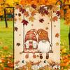 2D Flat, 2D Flat Garden Flag Hello Fall Dwarf On Swing with Autumn Leaves & Pumpkins Design, Double-Sided Outdoor Yard Decor, No Needed, Durable Polye