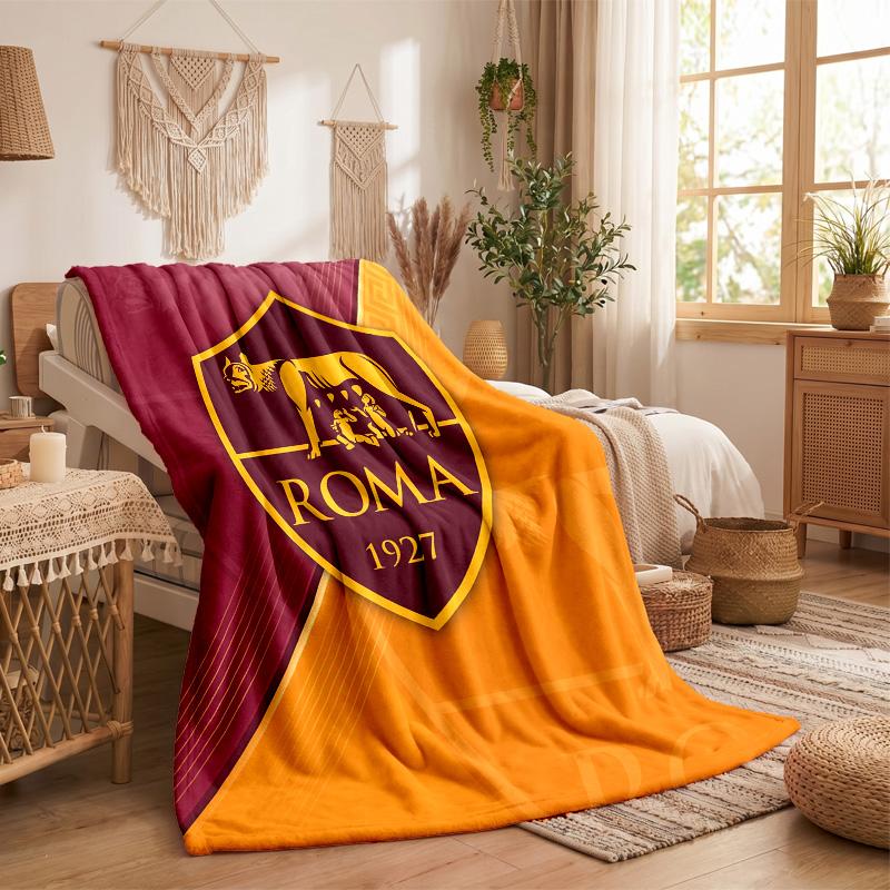 Coperta in Pile Tema AS Roma Morbida e Accogliente Coperta in Peluche per Camera da Letto Divano Viaggio