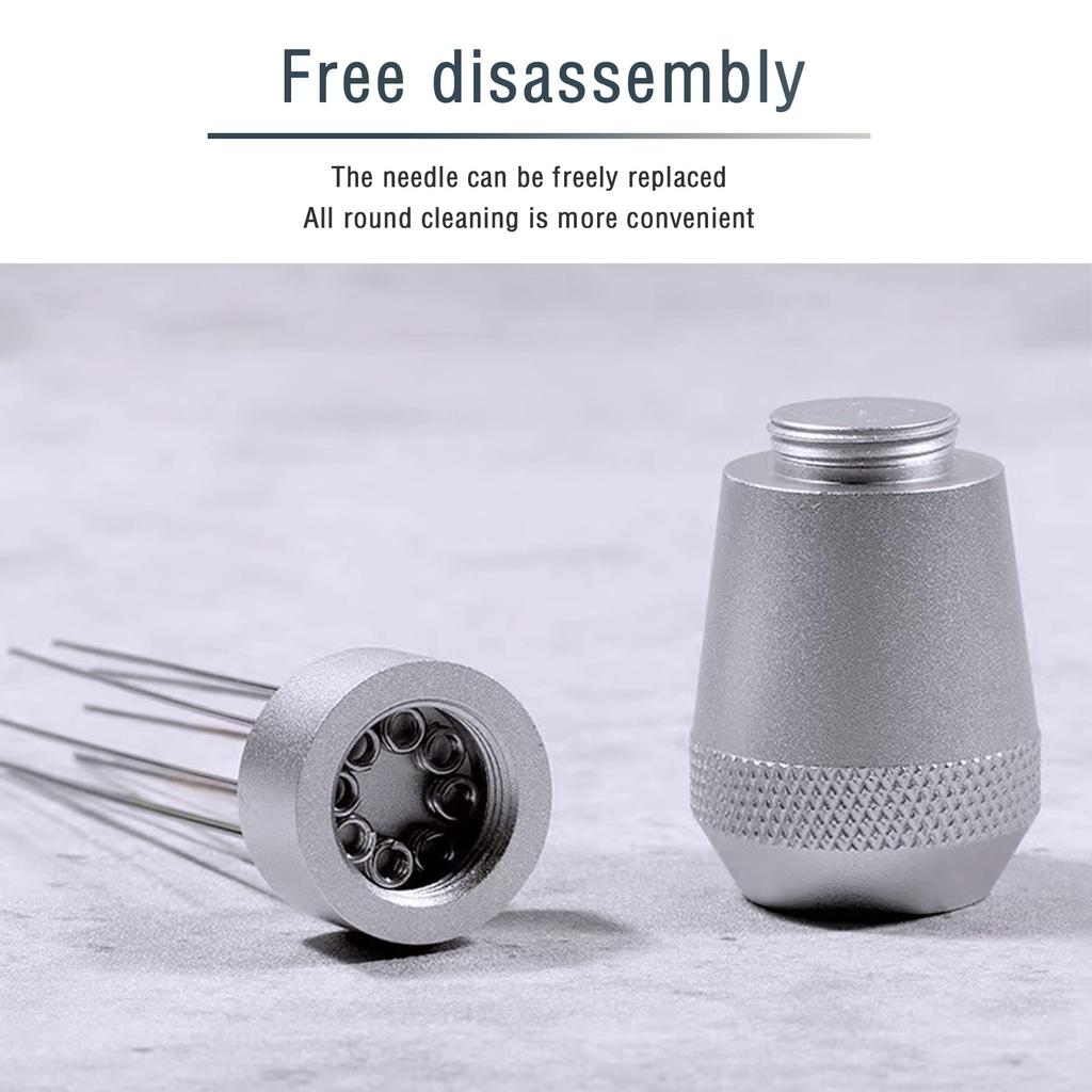NEOUZA WDT Tool Coffee Distribution Espresso Powder Stirrer with Magnetic Aluminum Handle and Eight Stainless Steel Needles Adjuster, 0.4mm Ultra-Fine