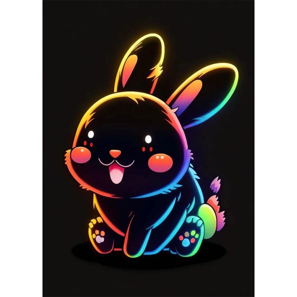 Pop Art Colorful Neon Animals DJ Music Poster Aesthetic Capybara Cat Dog Panda Rabbit Canvas Print Wall Art Mural Room Decor