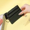 3 Zippers Canvas Coin Purse Women'S Mini Wallet Solid Change Purses With Keychain Money Bags Coin Key Storage Bag Card Holder
