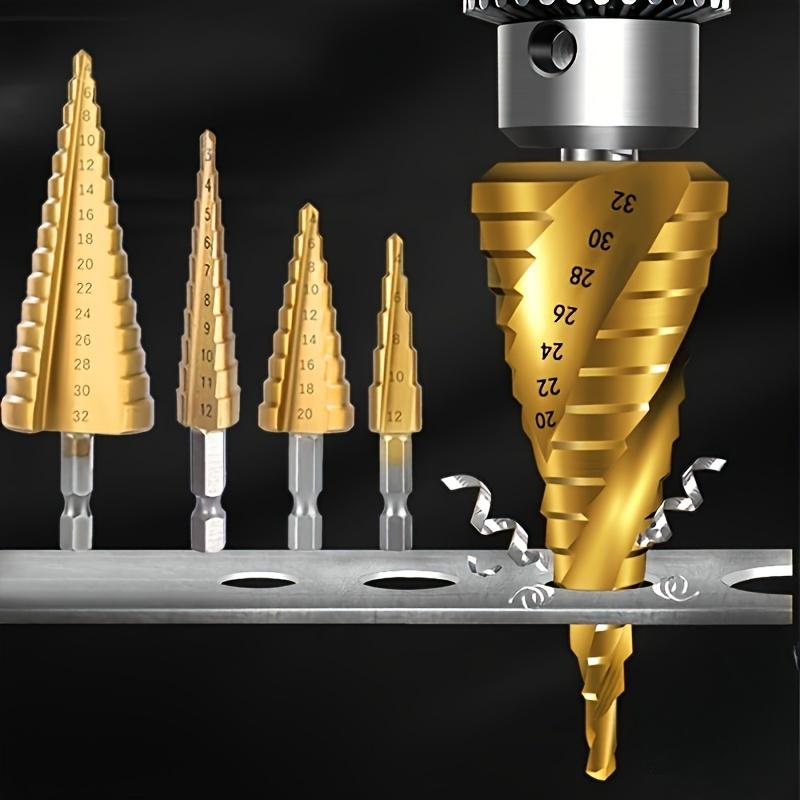 3pcs/Set Multi-Size Step Drill Bits - Titanium-Coated High-Speed Steel, for Precision Drilling In Wood and Metal - Home DIY and Professional Use
