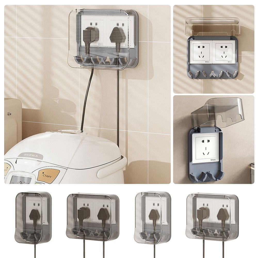 Punch-free Socket Dust Cover with Storage Rack Kitchen Plug Storage Cartoon Waterproof Box
