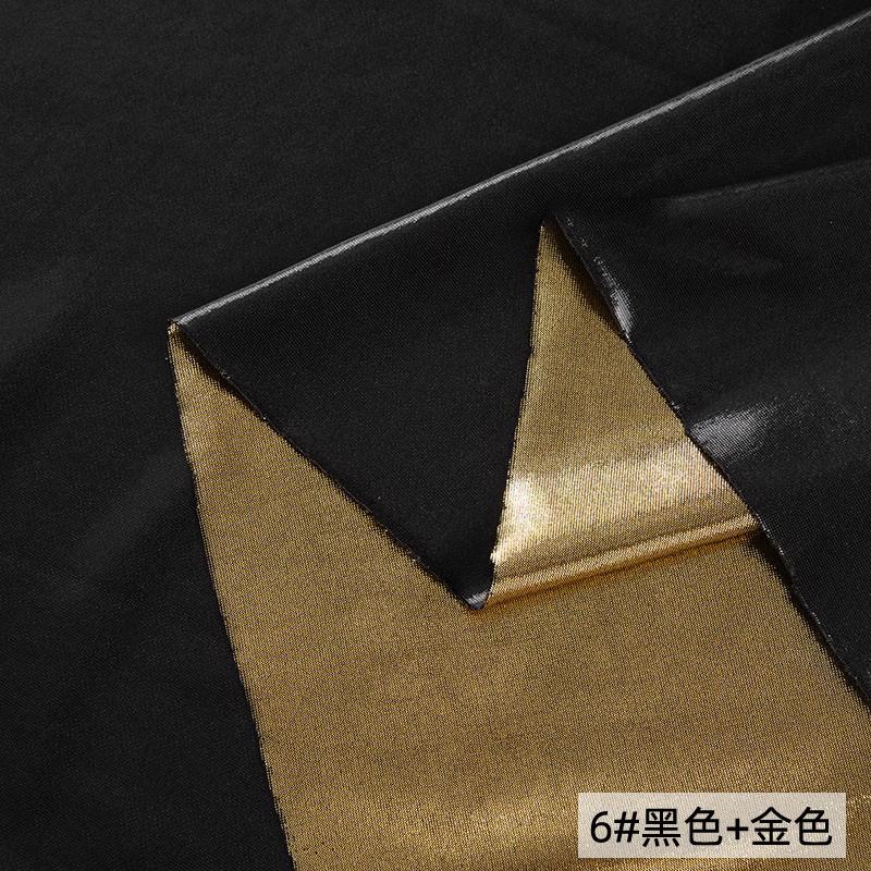 Double-sided Gold-stamped Fake Leather Fabric Iridescent Shiny Stretch Bronzing Fabric Laser Fabric for Dress,Costume,Backdrop