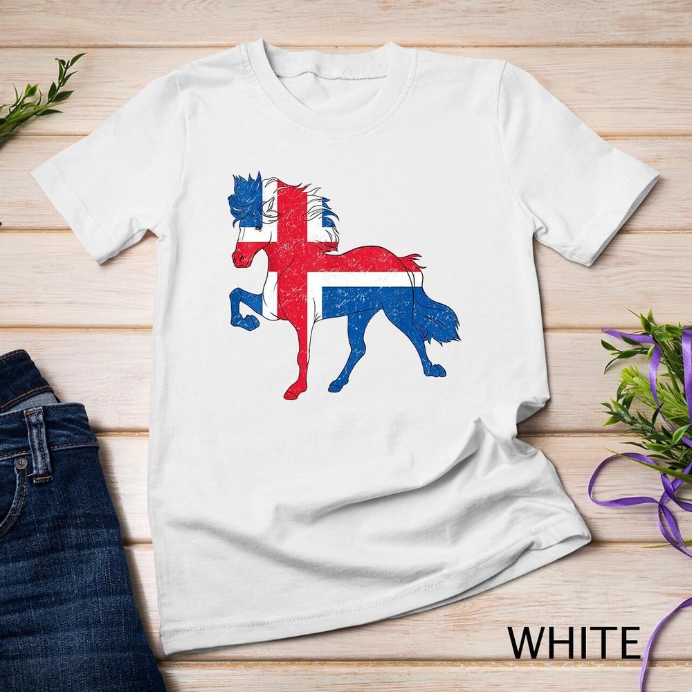

Iceland Flag Pony kids man women Icelandic horse Unisex T-shirt 2XL