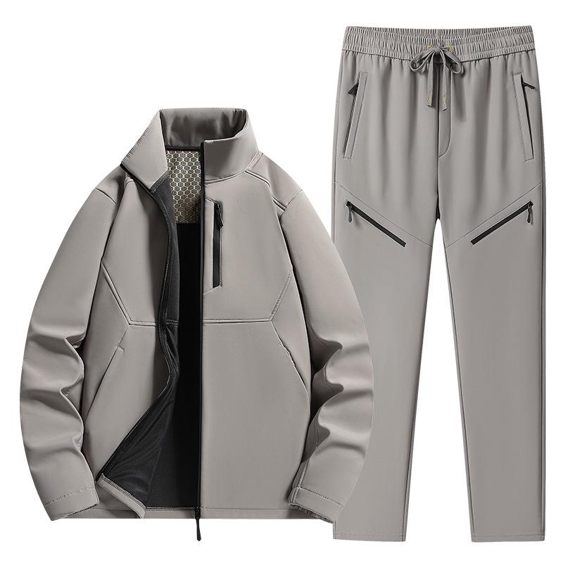 Unisex Fleece-Lined Softshell Rain Suit: Warm Winter Two-Piece Set