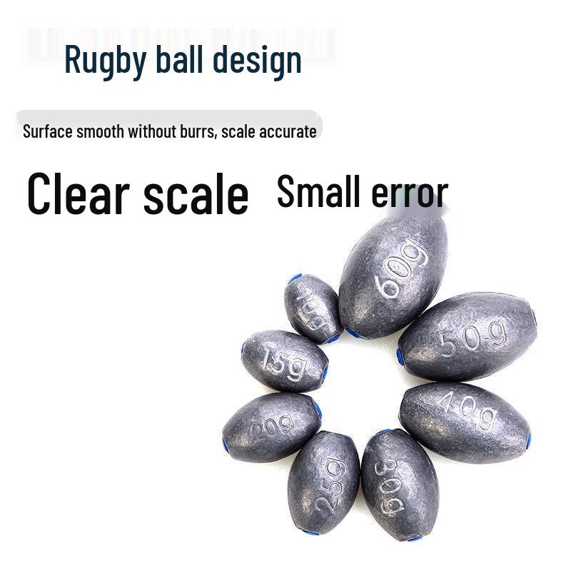 Olive-Shaped Plastic Core Lead Fishing Sinker: Line-Friendly for Freshwater and Sea