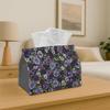 1pc Oriental Floral Polyester Tissue Box, Reusable And Washable, Purple Flower Botanical Design for Dining Table, Kitchen, Bathroom, Hotel, Car, And P