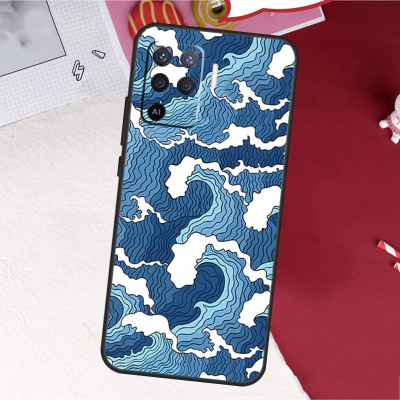 Japanese Style Floral Texture Case For Oppo A18 A98 A38 A58 A78 A60 A80 A40 A96 A76 A16 A94 A74 A54 A15 A17 A57 A77 A5 Pro