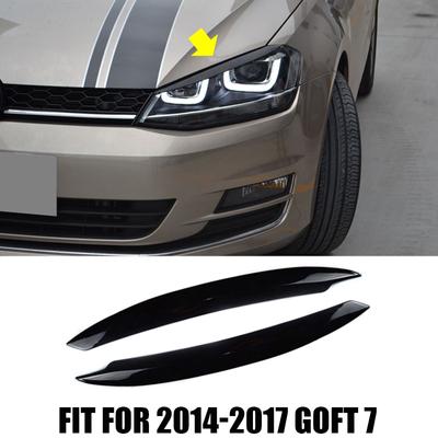 Fit For VW Accessories Goft 7 2014 2015 2016 2017 Headlamp Eyebrow Eyelid Cover Decorative Trim Glossy Black Carbon Fiber