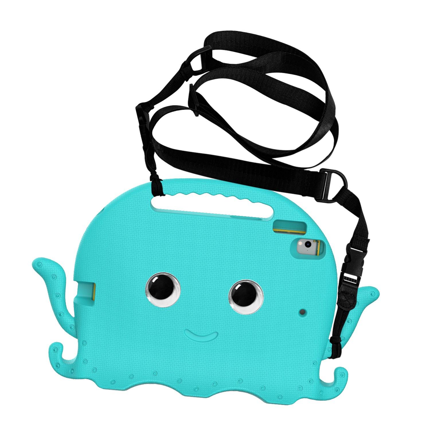 

For iPad 9.7-inch (2017)/(2018)/iPad Pro 9.7 inch (2016) Portable EVA Case Cute Cartoon Octopus Pen Slot Design Anti-drop Tablet Protective Cover Baby Blue