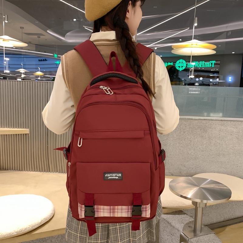 Student Backpack Couple Backpack Campus Plaid School Bag