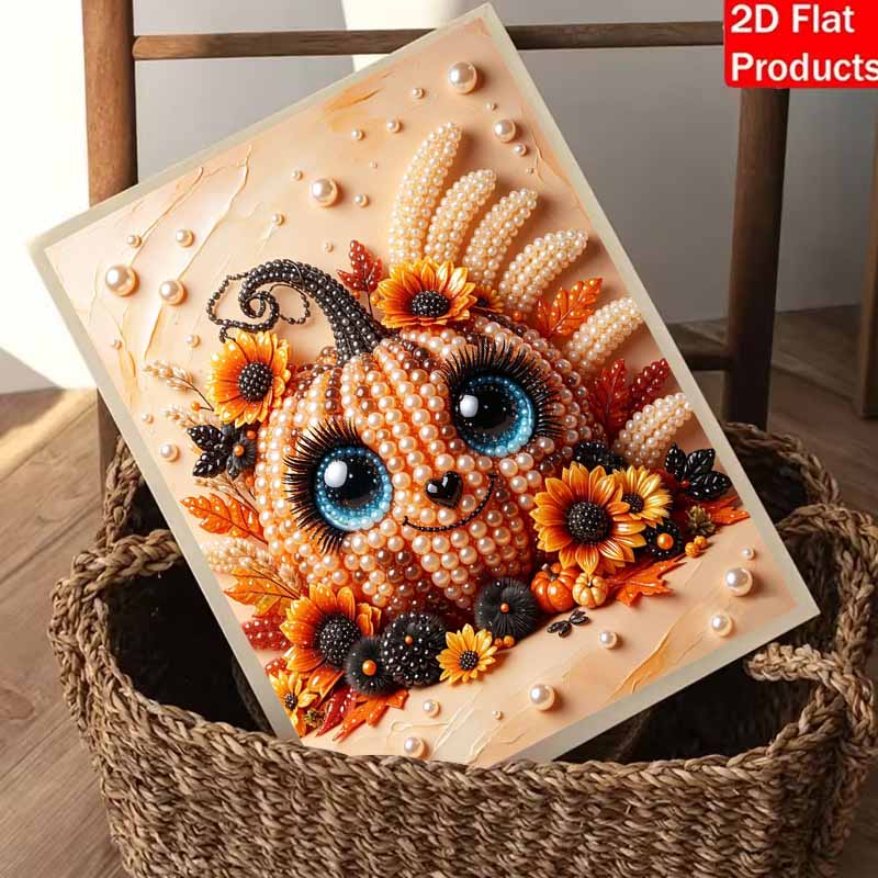 Halloween Pearl Painting Kit Pumpkin Sunflower Fall Harvest Handmade DIY Home Decoration Painting