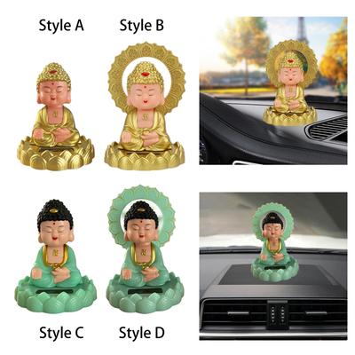 Shaking Head Buddha Miniature Car Dashboard Ornament Lifelike Buddhist Sculptures Toy Table Decoration for Home Office Decor