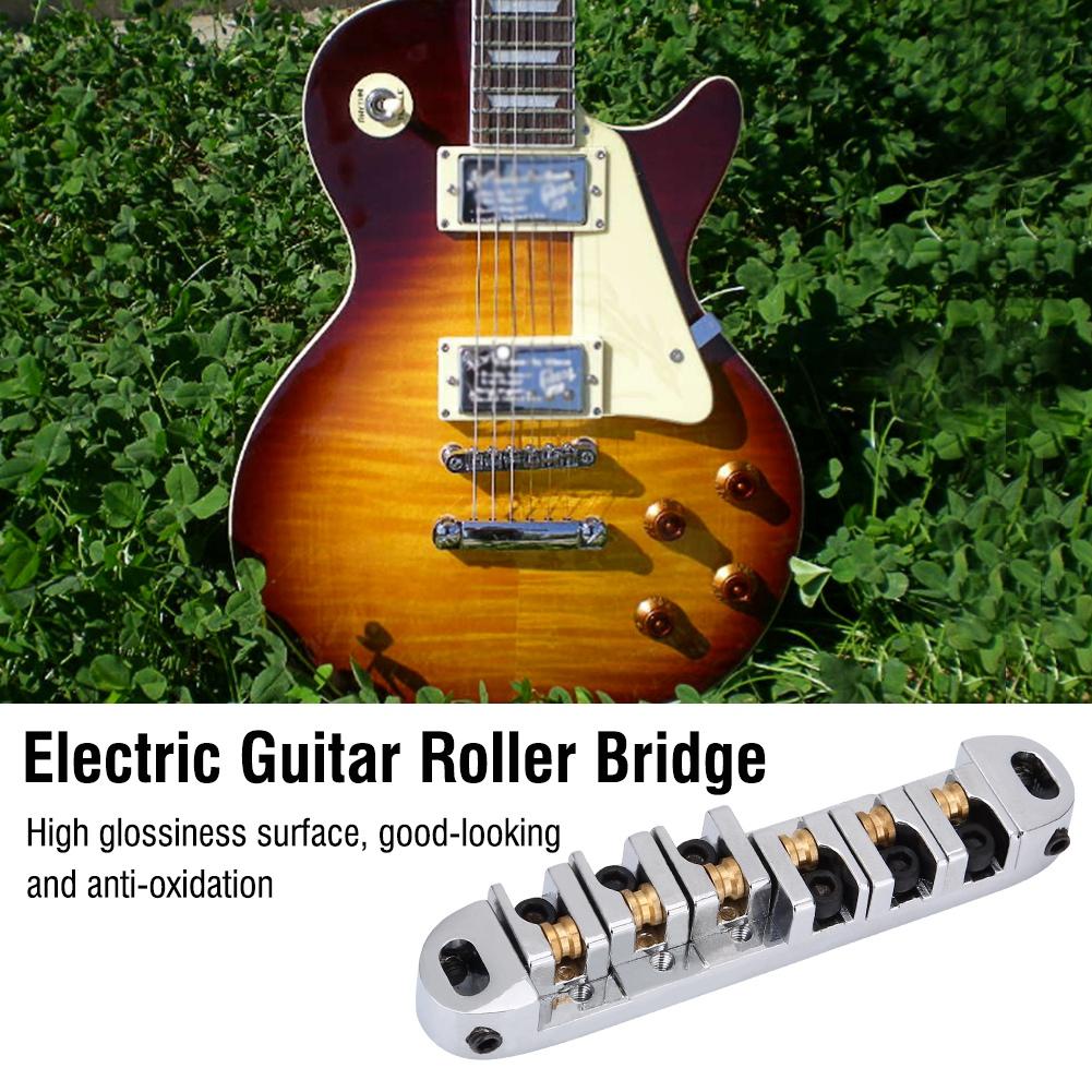 Roller Saddle Bridge & Tailpiece Set Replacement Part for LP Style 6 String Electric Guitar