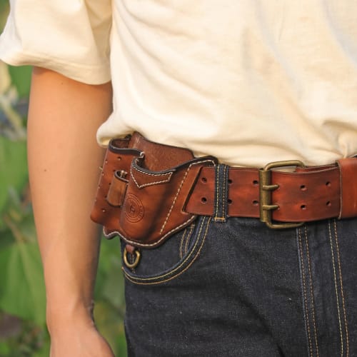 TOURBON Leather Multi-Tool Holder Belt Case for Flashlight, Pliers, and Tactical Pen