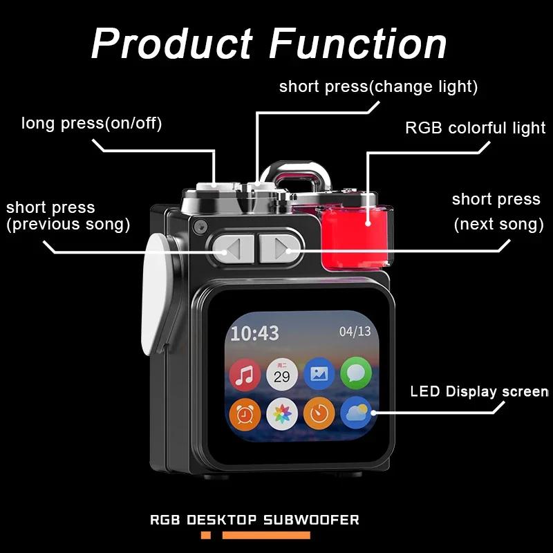 Touch Display RGB Bluetooth Speaker Stereo Surround Speaker Display With RGB Outdoor Subwoofer Desktop Screen LED
