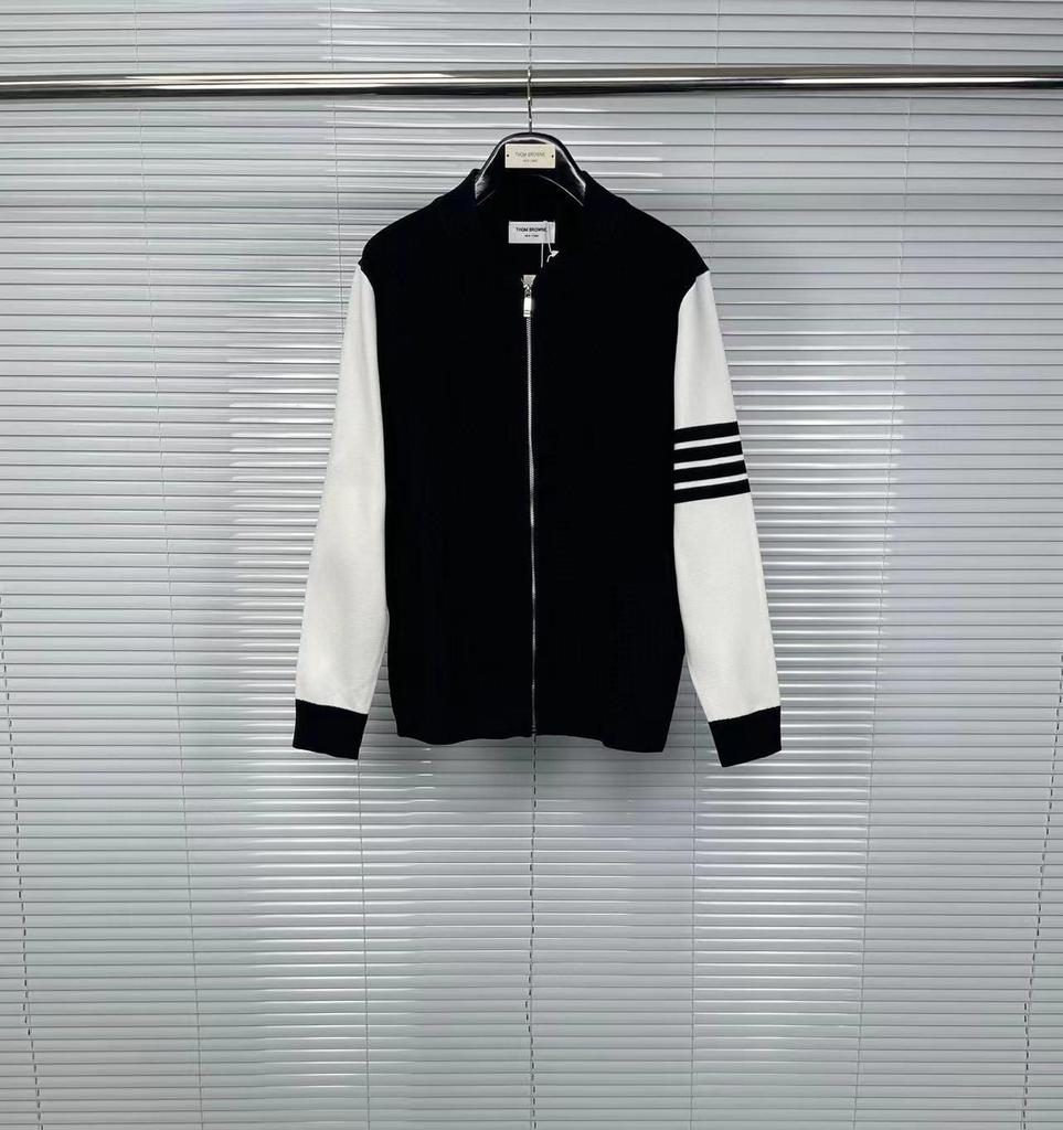 TB Tom Autumn/Winter British-Style Knitted Cardigan with Zipper Sleeves and Oblique Pockets