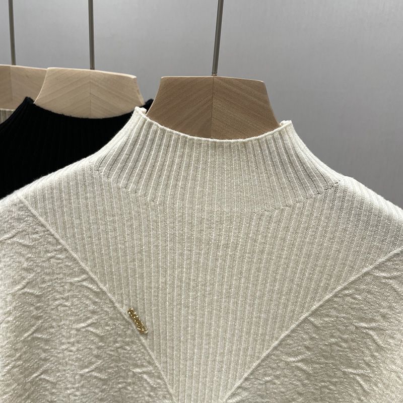 Loose Sweater Women's Semi-high Neck Warm Sweater Women's Autumn and Winter Knitted Sweater Base Layer Pullover