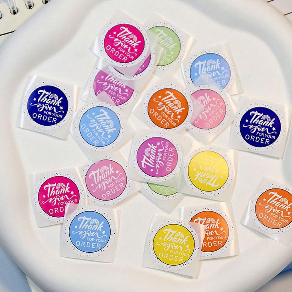 Colorful "Thank You" greeting stickers - round sealed stickers - 500 sheets of self-adhesive label sealing stickers