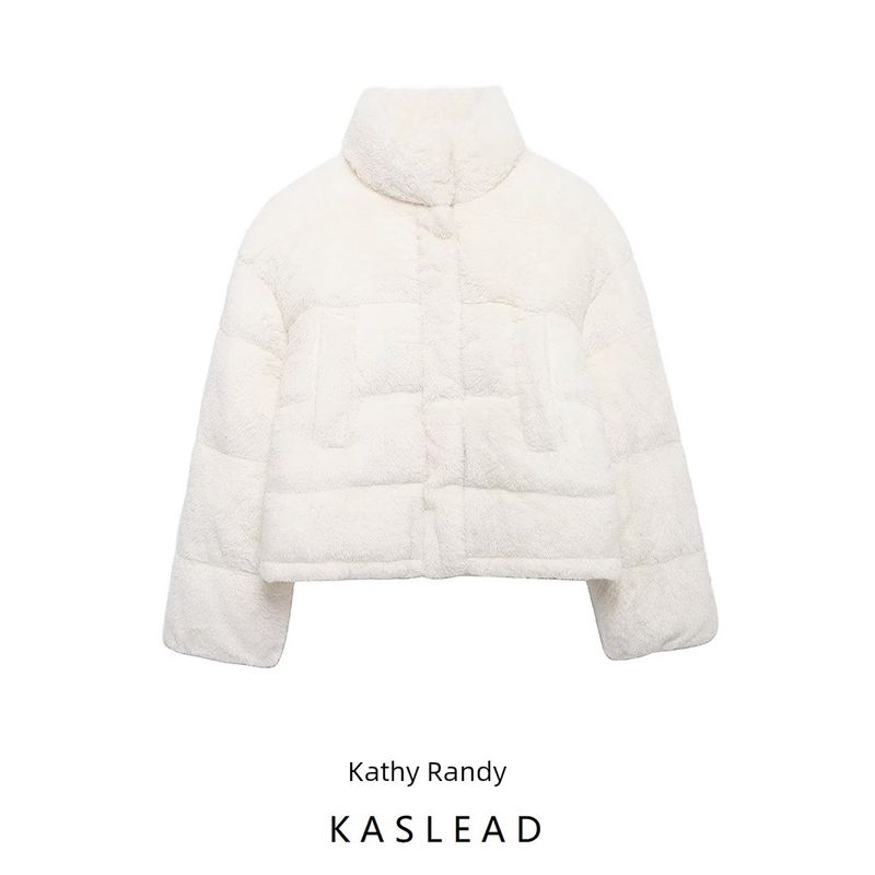 Kaslead New Arrival Women's Clothing Fashion Style Fashion Furry Loose Zip Stand-up Collar Cotton-Padded Coat 1185524