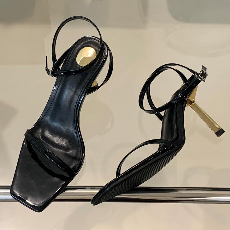 New Summer Fashion Narrow Band Square Toe Women Sandal Gladiator Thin Heel Dress Shoes Zapatos De Mujer