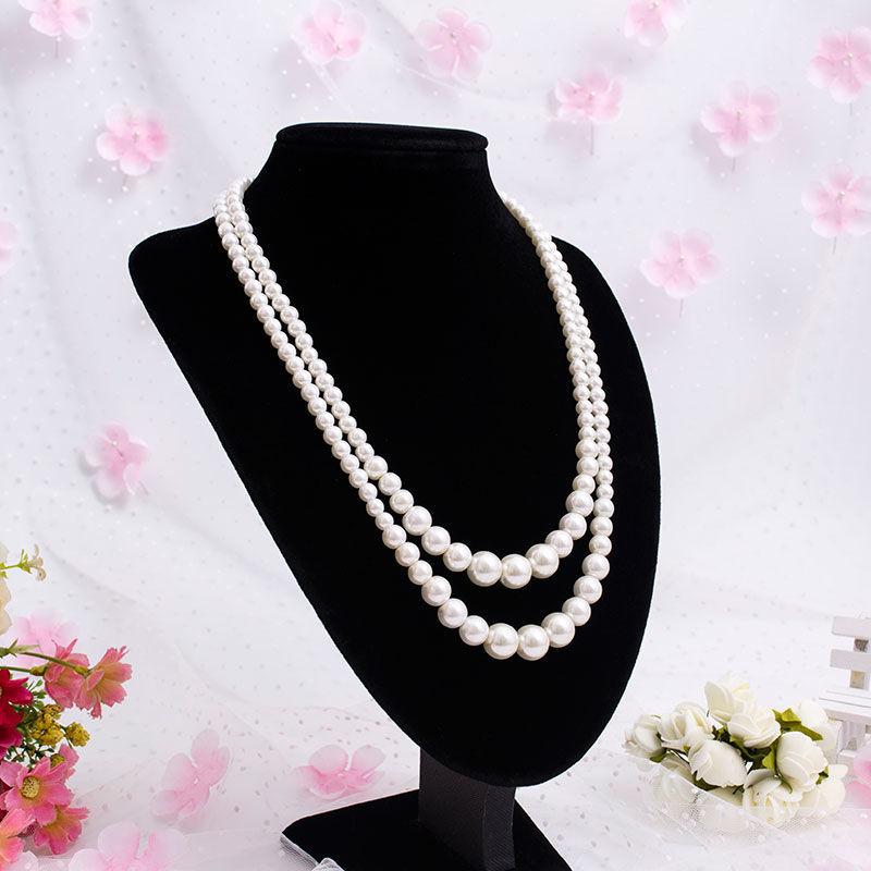 Cheongsam Glass Pearl Necklace Multi-layer Retro Court Collarbone Chain Double-layer Sweater Chain Three-layer Glass Neck Chain