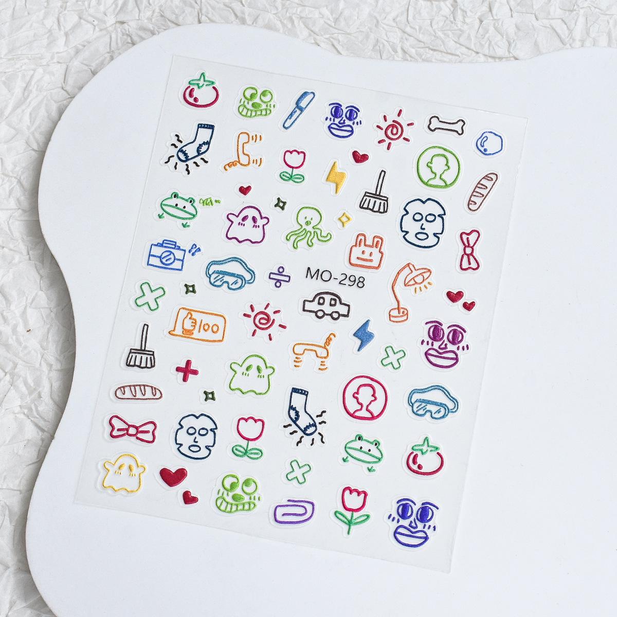 

Sweet & Cool Graffiti Nail Stickers - Cute Heart & Line Patterns