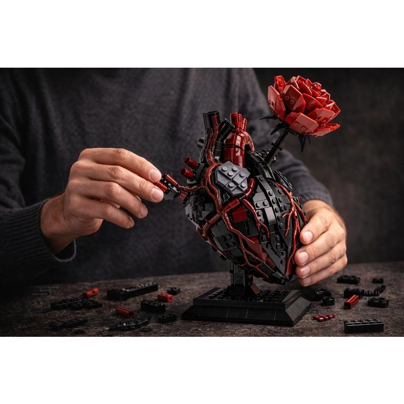 MOC Heart Flower Building Blocks Model | Creative Art Decor | Fun DIY Puzzle Toy | For Teens & Adults | Gift Idea