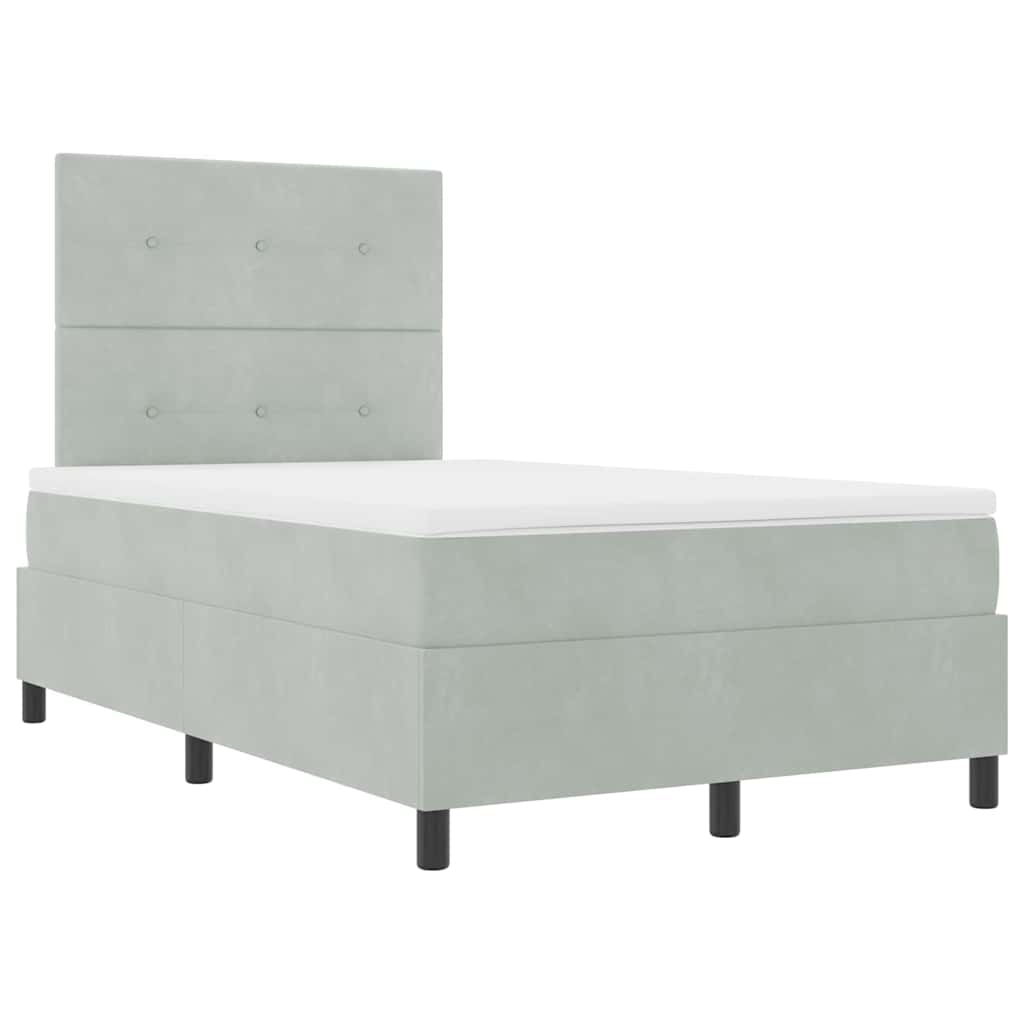 Box Spring Bed with Mattress Light Grey 120 x 200 cm Velvet