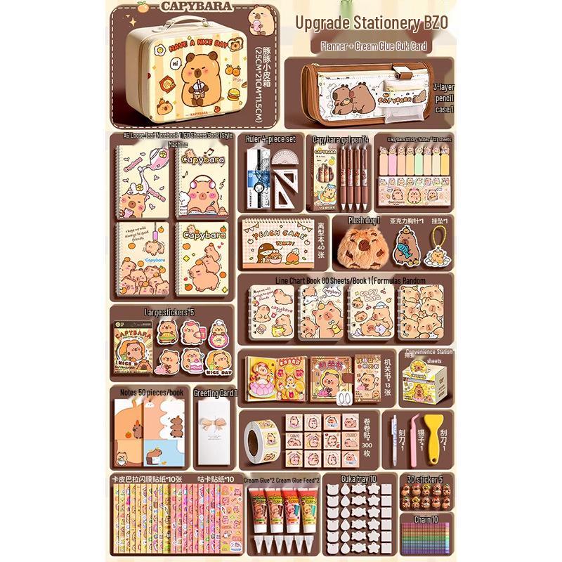 Capybara School Stationery Set: Large Capacity Planner & Supplies Gift Box for Students