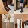 Versión de piel de vaca~ uva ma misma altura interior aumento 4cm versátil cuadrado cabeza redonda suela plana altura interior aumento botas tubo medio botas de caballero