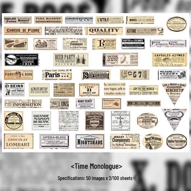 Retro Nostalgische Erinnerungsjournal Aufkleber: Englische Etiketten für DIY-Collage-Dekoration