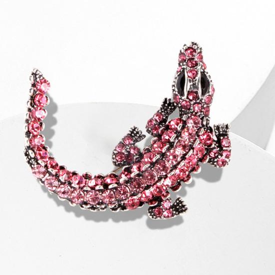 Alloy Brooch Sparkling Rhinestones Inlaid Animal Design Collar Pin Non-Fading Bright Drip Technology Clothing Pin Wedding Christmas Accessories