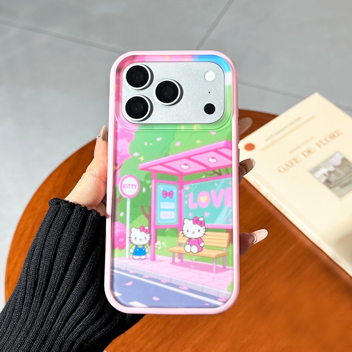 

KT Cat Detachable Back Panel Case for Apple 17PRO/16PROMAX with Bus Pattern iPhone 15 Pro