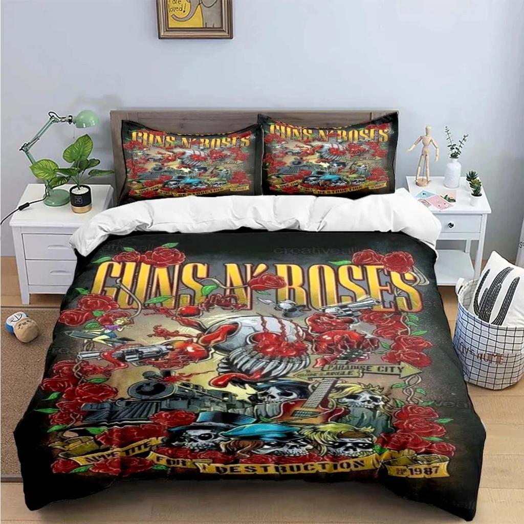 3D Tisk Guns N Roses GNR Kapela Retro Ložní Souprava Chlapci Dívky Twin Queen King Size Povlak na Přikrývku Povlak na Polštář Postel Chlapci Dospělí