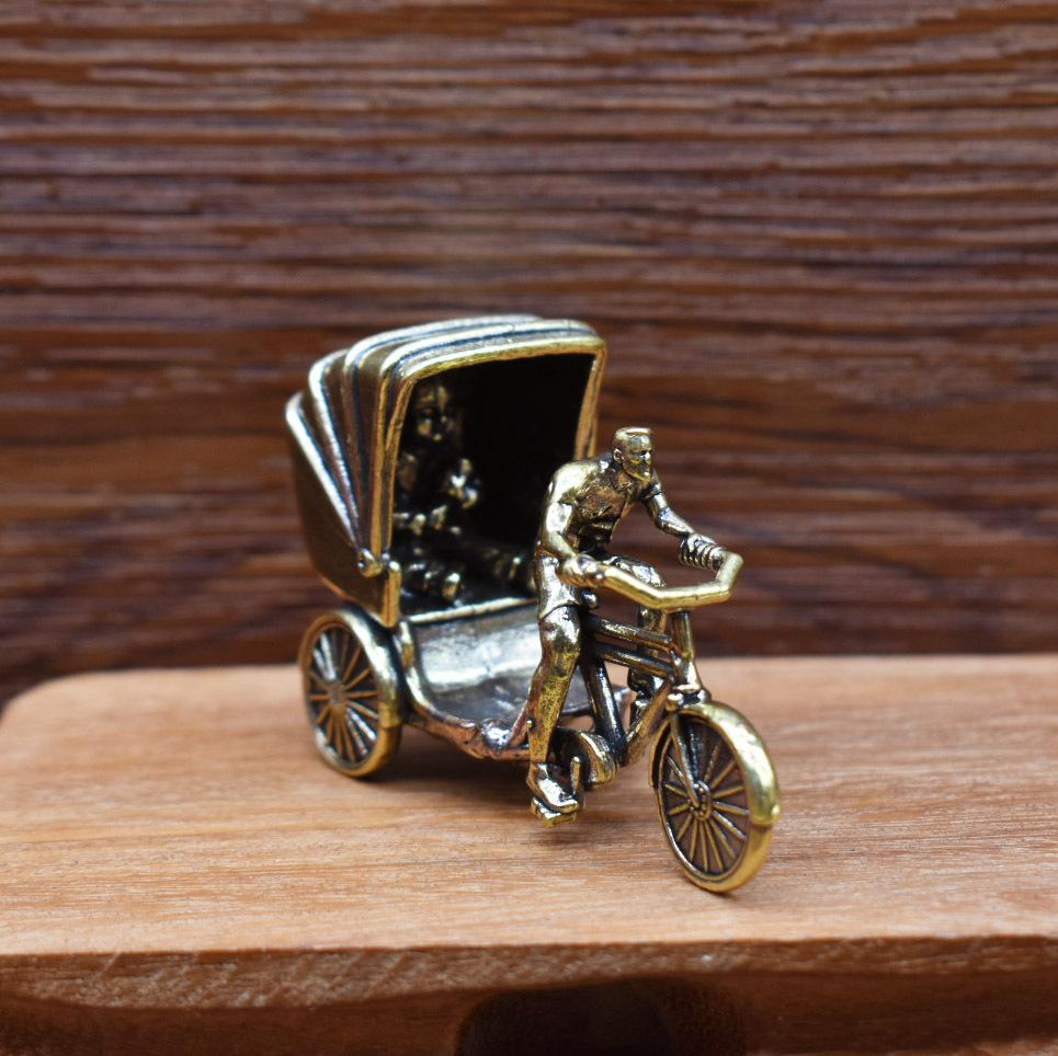 Brass Old Shanghai Rickshaw Ride Retro Vintage Craft Creative Decoration Ornament