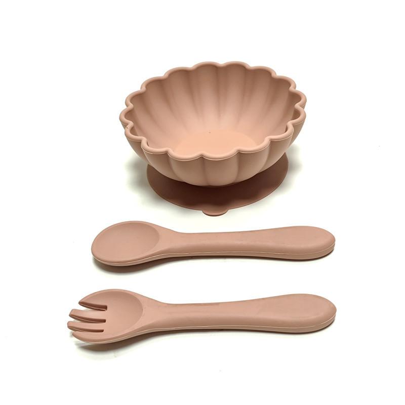 non-toxic 3pcs Silicone Children's Dinner Plate Set Suction Cup One-piece Food Silicone Dinner Plate Baby Bowl for Eating Training