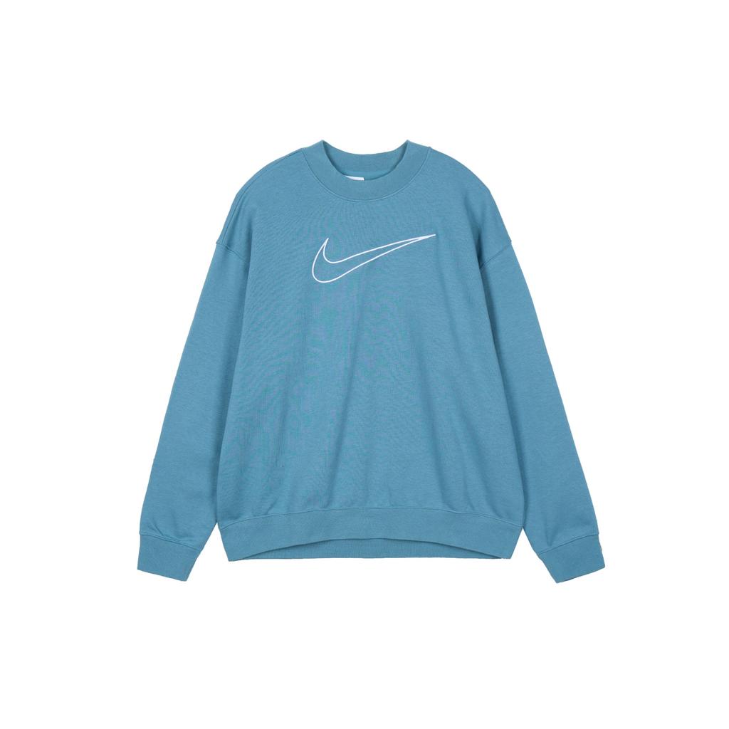 Nike Large Logo Loose Fit Crewneck Sweatshirt Women Sweatshirt Blue Gray DQ5543-440