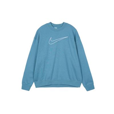 Sweatshirt mit großem Logo, lockerer Passform und Rundhalsausschnitt für Damen, Blau Grau DQ5543-440