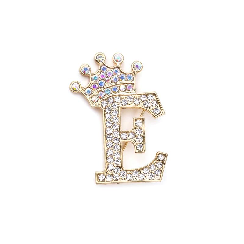 1 Pièce Broches pour Femmes & Hommes Broche Initiale Épingle de Col Strass Cristal Mode A-Z Ton Doré Épingle Corsage