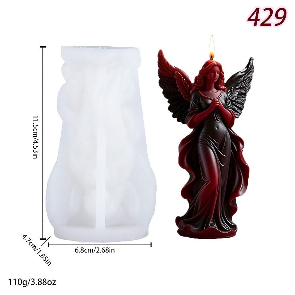 3d Gothic Style Wing Angel Relief Pillar Candle Silicone Mold Diy Skirt Goddess Resin Mould Gypsum Clay Making Tool Home Decor
