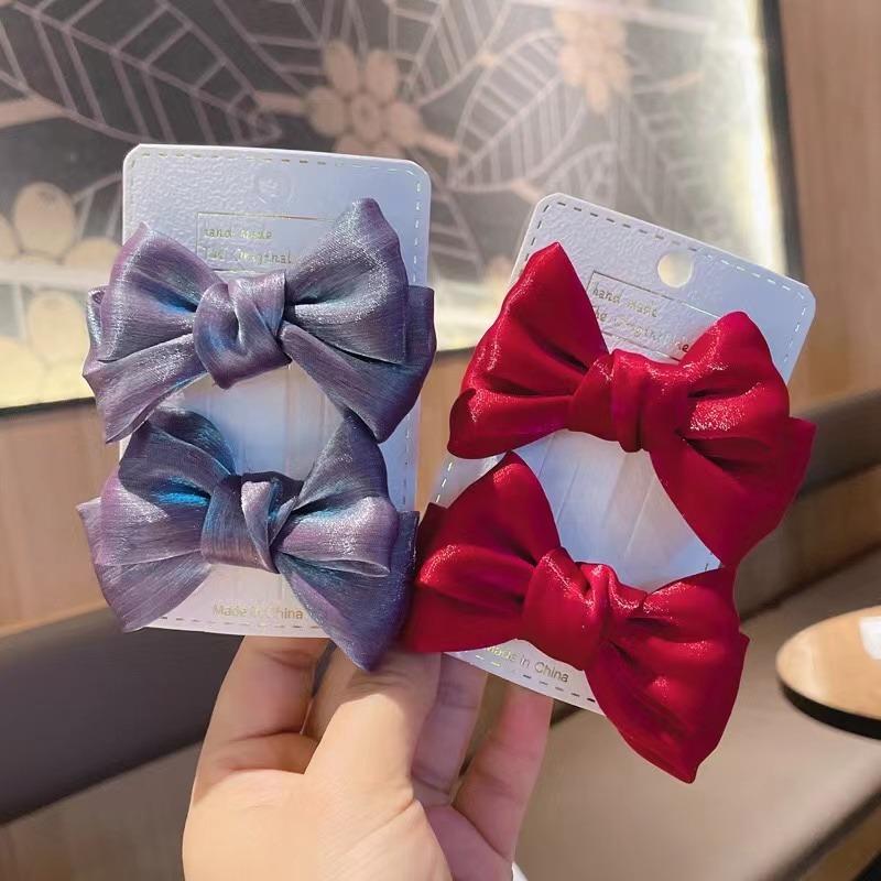 2Pcs New Cute Princess Pearlescent Bow Girl Hairpins Children Headwear Hair Clips Hairgrips Barrettes Hair Accessories