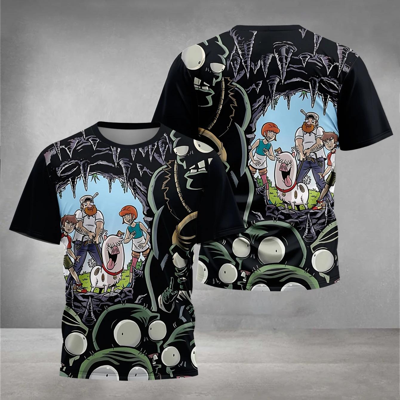 

Summer Round Neck HOT Game Plants vs. Zombies Pattern 3D Printed Top Fashionable Casual Short Sleeved Children s Boy T-shirts 110