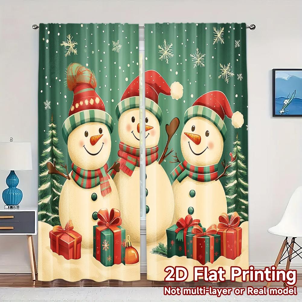 

2pcs,Curtains Cute Snowman Christmas Holiday_c (2) Popular Curtain Fabric Versatile Fabric Curtains Room Decor Use for Bedroom, 52.50×116.00 CM 2pcs