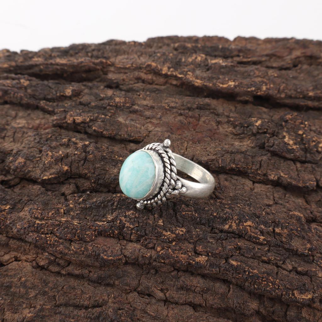 Amazonite Ring, 925 Solid Sterling Silver Ring Handmade Gemstone Jewelry, Brand New Ring Gifts For Wife